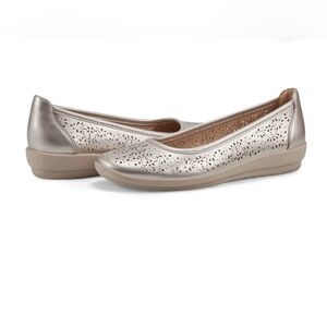 Easy Spirit women’s Ballet Flats, gold metallic, size 7W